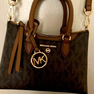 MICHAEL KORS MAPLE SMALL SATCHEL CROSSBODY BAG BROWN LUGGAGE $ 298.00 AUTHENTIC